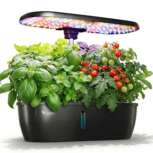 LETPOT Kit de système de Culture hydroponique Classique à 12 dosettes, Jardin d'herbes aromatiques d'intérieur à Del à Spectre Complet de 24 W, Double Modes légumes/Fruits et 2 Niveaux de luminosité