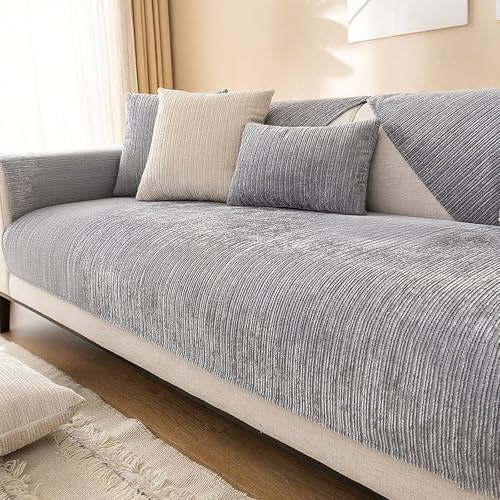 Edumov Sofa Überzug, Universal Sofaschoner rutschfeste, Waschbar Sofabezug Sofaüberwurf, Weiche Couchüberzug Überwurfdecken für L Form U Form Sektionssofa(Grau, 70x150cm)