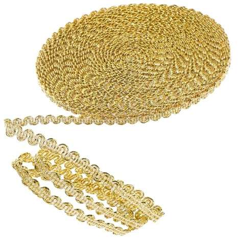 Artibetter Geflochtener Goldener Zierborte Besatz 0,6cm Breit 10m Rolle Flexibel und Zuschneidbar für Kostüme und Personalisierte Geschenke