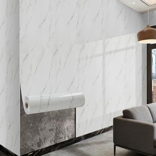 Trafagala 4 Roll White Tile Stickers 300x40cm Self Adhesive Wall Tiles Marble Peel and Stick Wall Panels Waterproof Oilproof Backsplash Retro Style DIY Home Decor for Kitchen Bathroom