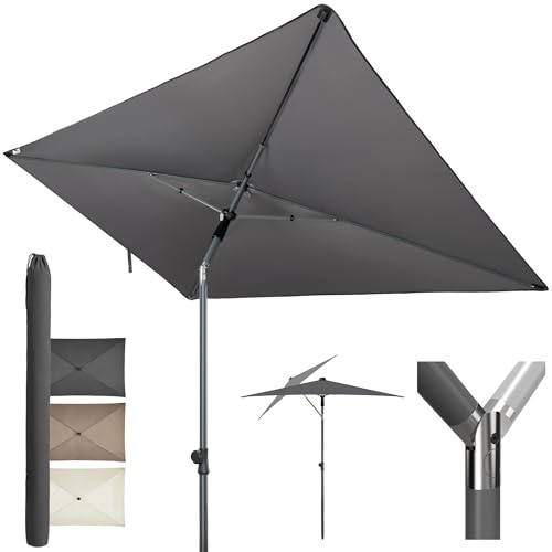 4smile SunnyShade Balkonschirm Rechteckig 210x140 cm, Sonnenschutz Balkon mit UV 50+, Sonnenschirm Balkon, platzsparend, höhenverstellbar und knickbar für Balkon, Anthrazit