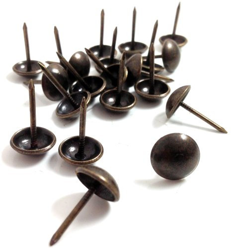 Falcon Workshop Supplies 100 PACK OF BRONZE UPHOLSTERY NAIL PIN - 10.5mm WIDE HEAD - 16mm LENGTH - STUD/TACKS PINS