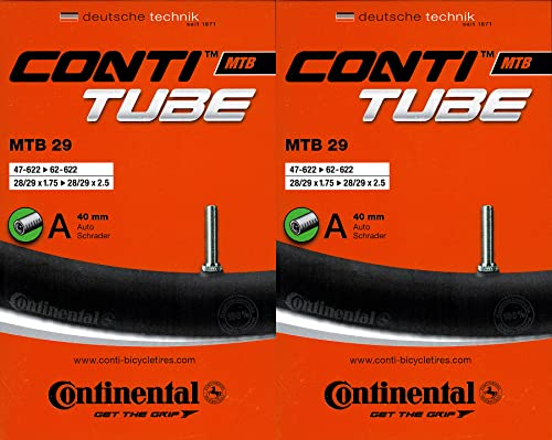 Continental MTB 29 Mountainbike-Fahrradschlauch, Autoventil 1,75 bis 2,5, 2 Stück
