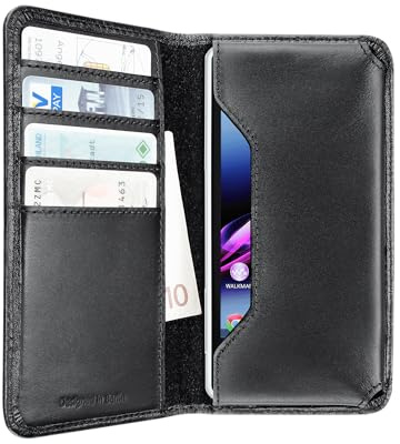 Artwizz Wallet Leder Etui kompatibel mit iPhone SE (2022/2020), 8, 7 UVM. - Handyhülle mit Geldscheinfach & Kartenfächern, Schwarz
