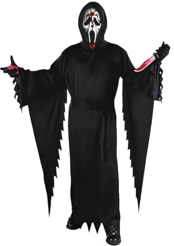 Fun World Blutendes Ghost Face Scream Kostüm deluxe - Blutige Maske - - Einheitsgröße - Halloween & Horror Verkleidung