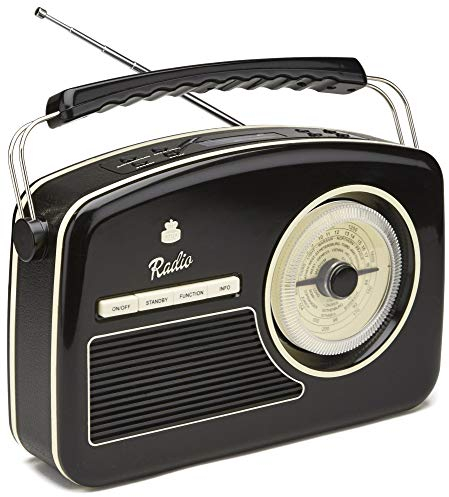 GPO Rydell Retro Tragbares UKW- und DAB+ Radio mit Retro-Zifferblatt - Schwarz