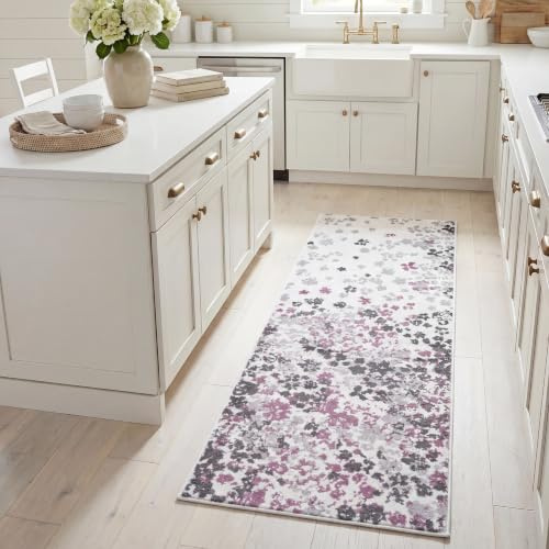 SAFAVIEH Adirondack Collection Runner Rug - 2'6 x 8', Ivory & Purple, Floral Design, Non-Shedding & Easy Care, Ideal for High Traffic Areas in Living Room, Bedroom (ADR115L)