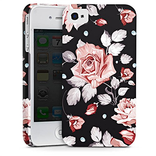 DeinDesign Premium Case kompatibel mit Apple iPhone 4s Smartphone Handyhülle Schutzhülle glänzend Rose Blume Pattern