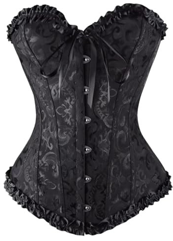 KUOSE Damen Vollbrust Corsage Bauchweg Korsage Top Übergrößen Schwarz, EUR(44-46)4XL