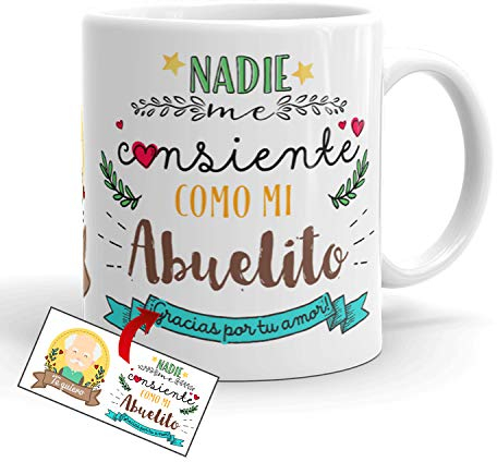 Kembilove Taza Abuelo – Tazas de Desayuno Graciosa para Abuelos con Mensaje Abuelito Gracias por tu Amor – Taza Desayuno Día del Padre para Abuelos y Padres