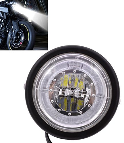KATUR Faro anteriore per motocicletta LED Faro 6 1/2 per K awasaki H arley H onda S uzuki Y amaha con staffa Blue Angel Eye Custom