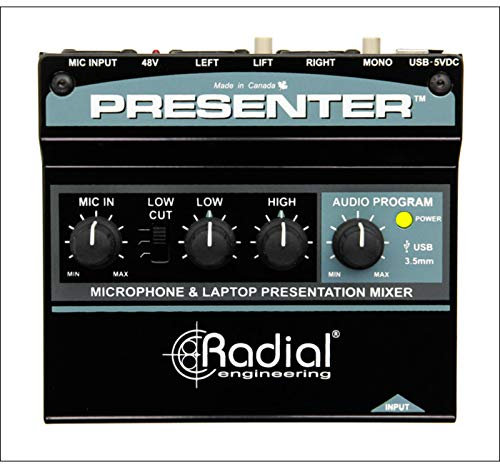 RADIAL ENGINEERING - PRESENTER Compact Mixer, Combines a Microphone Preamp and USB Input, Latest Generation Interface