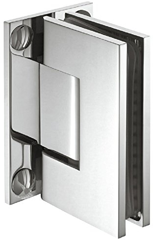 Modern Glass Door Fittings Brass Bathroom Door Hinge for Glass Doors and Shower Door Hinge Polished Chrome | Version H2046 |, Bath for Connection Opening Angle 90 ° Wall to Glass Hinge