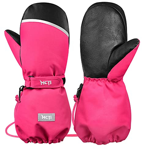 MCTi Skihandschuhe Kinder Kinderhandschuhe Wasserdicht Fäustlinge Handschuhe 1-17 Jahre Jungen Mädchen Winterhandschuhe Rosa XS