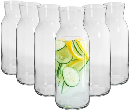 Argon Tableware 6x 1200ml Glass Water Jug - 'Brocca' Range - Juice Carafe Decanter for Water, Wine, Iced Tea