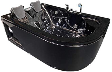 VASCA BAGNO IDROMASSAGGIO NERA 2 PERSONE SPA 15 GETTI 170x115 cm Black Havana