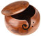 HJHIWE Wooden Yarn Bowl Crochet Yarn Bowl, Handmade Natural Wood Craft Knitting Yarn Bowls with Holes and Lid, Perfect Yarn Holder for Knitting and Crocheting (6.3 x 3.7 inch)