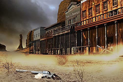 Papier Peint Photo INTISSÉ-WILD WEST-350x260 cm-(3145AE)-Western Cowboy Chevaux Bar Vintage USA Route 66 Colle Inclus Mural Décor Motif Poster Géant Stickers Muraux Optique Moderne Fond Effet XXL