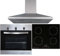 SIA SO113SS 60cm Stainless Steel Built-in/Under Single Electric Fan Oven, INDH60BL 4 Zone Touch Control Induction Hob & CHL60SS Chimney Cooker Hood
