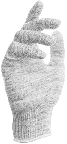 Baumwollhandschuhe, Textilhandschuhe aus Baumwolle und Silber mit engem Bündchen, Handschuhe aus Baumwolle, zur Dermatest: Sehr Gut - weiß und silber
