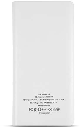 GOTOTOP Kit Power Bank, 20000 mAh 8 Batterie Portatili Shell Doppia Porta USB, Tipo-C, Micro USB(Bianco)