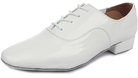 SWDZM Herren Tanzschuhe Standard und Latein Salsa Tango Modern Jazz Ballsaal Mit Niedriger 2.5cm,703,Weiß,Wildleder,43 EU