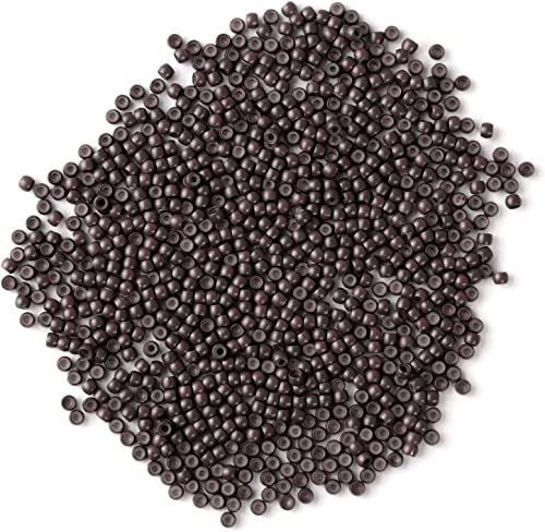 Vlasy Silicone Lined Nano Beads, 3mm Nano Rings, 1000 Pcs Brown | Hair Beads for Nano Beads Hair Extensions, Micro Nano Beads for Nano Rings Hair Extensions, Hair Tinsel Beads