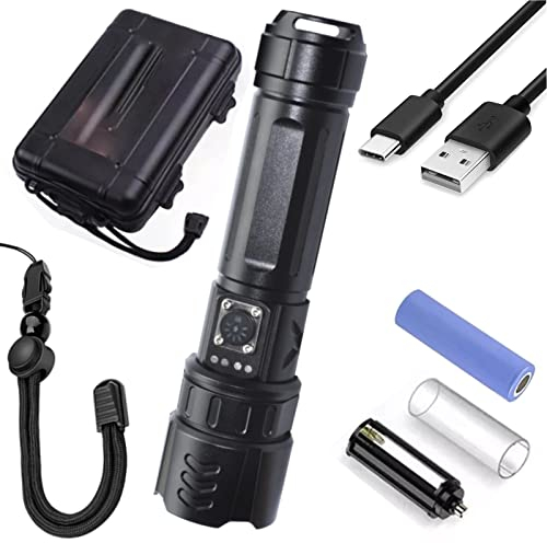 LUXJUMPER Torcia LED Potente Professionale, 600000 Lumens Ricaricabile Super Luminoso Zoomabile Torcia Alta Potenza con 5 Modalità di Illuminazione Flashlight per Campeggio Trekking Emergenza