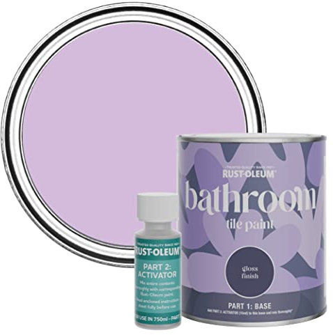 Rust-Oleum Purple Water-Resistant Bathroom Tile Paint in Gloss Finish - Violet Macaroon 750ml