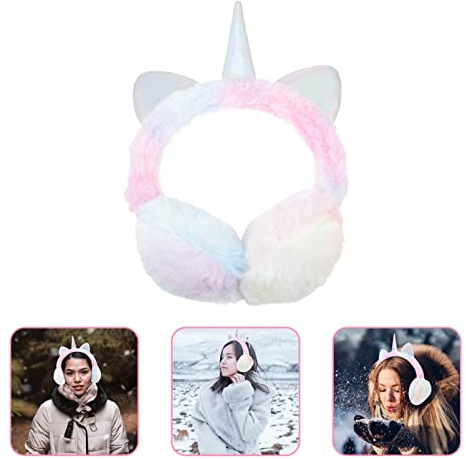 BESPORTBLE Winterlicher Gehörschutz Winter- Für Kinder: Warmer Ohrenwärmer Kunst-Einhorn Ohrenschutz Für Mädchen (Bunt) Frauen Ohrenwärmer