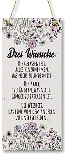 CARISPIBET Drei Wünsche Hausschild Geschenk für Hausdekoration inspirierende Wanddekoration Wohnkultur 30 x 15 cm