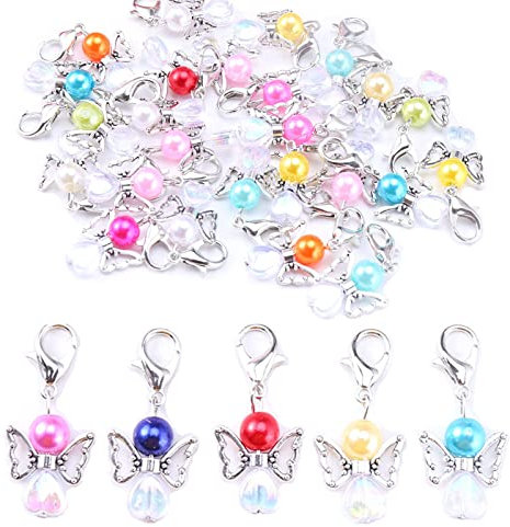HERZWILD schutzengel Schlüsselanhänger Engel Charme Perlenengel Anhänger für DIY Hochzeit Schmuck Halskette Basteln (AB)