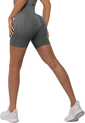 Memoryee Kurze Leggings Damen Push Up Booty Sport Nahtlose Shorts Hintern Heben Hohe Taille Bauchkontrolle Yogahose/B-Upgraded Dark Grey/M