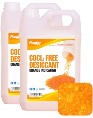 12LBS Fonday Premium Moisture Indicating Silica Gel Desiccant Beads | Rechargeable, Industry Standard Bead Size 3 to 5mm, Orange to Green