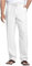 NANAMEEI Herren Leinenhose mit Kordelzug Leicht Sommerhose Yogahose Seitetasche Strandhose Herren Hose Lang Männer Lounge-Hose Weiß L