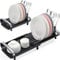 KINGRACK Small Dish Drainer, Expandable Dish Drainer Rack, Dish Rack With Removable Cutlery Holder, Anti Rust Small Sink Drainer, Expandable Draining Board Rack For Kitchen Counter, Black