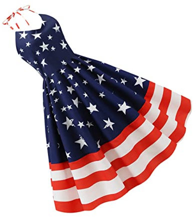 TENDYCOCO Robe De Soirée Femme Robe Vintage Robe du 4 Juillet Robe Drapeau USA Jupe Femme Robe Balançoire Cocktail Robe De Plage Femme Robe Bustier Tube sans Bretelles Tenue De Plage Manquer