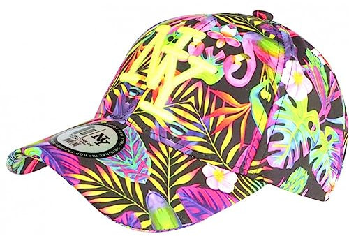 Hip Hop Honour Casquette Enfant Jaune Fluo et Rose Fleurs Tropicales NY Wildyx 7 a 12 Ans - Taille: Taille Unique - Couleur: Jaune - Garçon