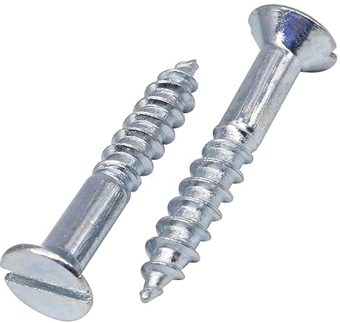 SKIR'CO (10 pièces) Vis à Bois Acier Zingué 4.0 x 25 mm, Tête Plate Fendue, Tête Fraisée, Vis DIN 97