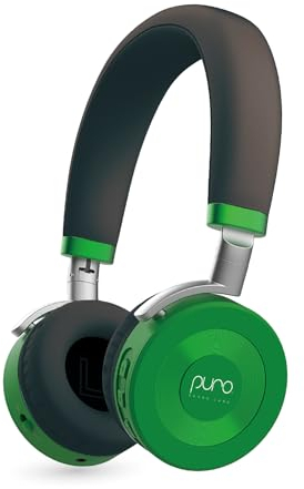 Puro Sound Labs JuniorJam Plus Volume Limiting Headphones for Kids, Safer Audio to Protect Hearing- Adjustable Bluetooth Headphones for Tablets, Smartphones, PCs- 22-Hour Battery Life- Green
