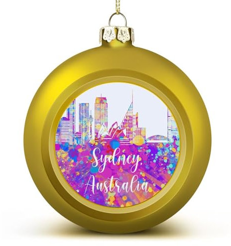 City Skyscraper Buildings Silhouetten Christmas Balls Ornaments Christmas Australia Sydney City Skyline Hanging Ball Decorative for Christmas Trees,Holiday Party New Year Gift