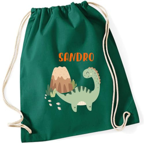 minimutz Sac de gym avec nom personnalisé - Sac de sport en tissu à tirer pour enfant - 12 l - 37 x 46 cm, [07] Vert foncé, 37x46 cm
