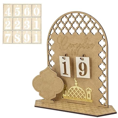 Abiemuce Ramadan Kalender, 2024 Eid Mubarak Kalender, DIY Ramadan Dekoration Aus Holz, 30 Tage Countdown Ramadan Deko, Eid Mubarak Adventskalender DIY Ramadan Deko, Holz Ramadan Kalender, Palaststil