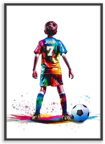 Personalised Football Wall Art Print - Boys Football Gifts - Football Posters for Boys Bedrooms - Football Posters Football Room Decor by Art by Toor (Fine Art Print (Unframed))