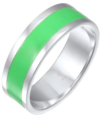Kuzzoi Herrenring Silber 925 Silberring Herren poliert Streifen Emailliert Grün Breite 8 mm 0612681523_66