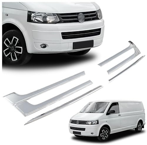 CHROMEMASTER | Kompatibel mit VW T5 Transporter 2009-2015 | Leisten für Kühlergrill, Zierblenden, Rostfreier Stahl Poliert | Perfekte Passform; Neues, Attraktives Erscheinungsbild des Fahrzeugs