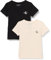 Calvin Klein Camisetas de Manga Corta Pack de 2 Mujer Monolog Cuello de Pico, Multicolor (Moonbeam/CK Black), XS