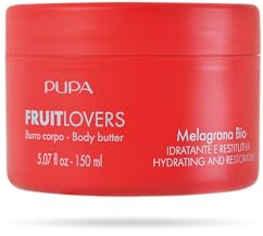 Pupa Körperbutter Fruit Lovers mit Bio-Granatapfel - Hautpflege, Body Butter, Buttercreme feuchtigkeitsspendende und restaurierende Wirkung mit Bio-Fruchtaktivitäten (Butter Bio Granatapfel, 150 ml)