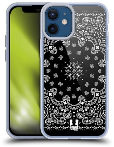 Head Case Designs Schwarz Klassische Paisleymuster Gelhülle [Militärischer Schutzgrad] Kompatibel Mit Apple iPhone 12 Mini Und Kompatibel Mit MagSafe