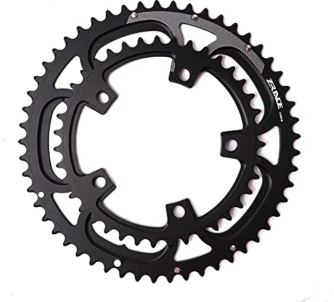Platos Para Bicicletas Plato de bicicleta de carretera BCD 110 50-34T 52-36T 53-39T dientes anchos estrechos aleación de aluminio doble disco piezas de bicicleta negro(Color:Black 50-34T)